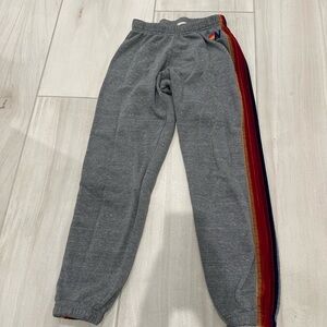 Aviator Nation Gray 5 Velvet Stripe Sweatpants, XS